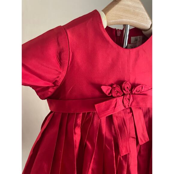 Neiman Marcus Helena Girls Red Pleated Silk Taffeta Dress. Size 18mo. EUC. - Picture 2 of 8